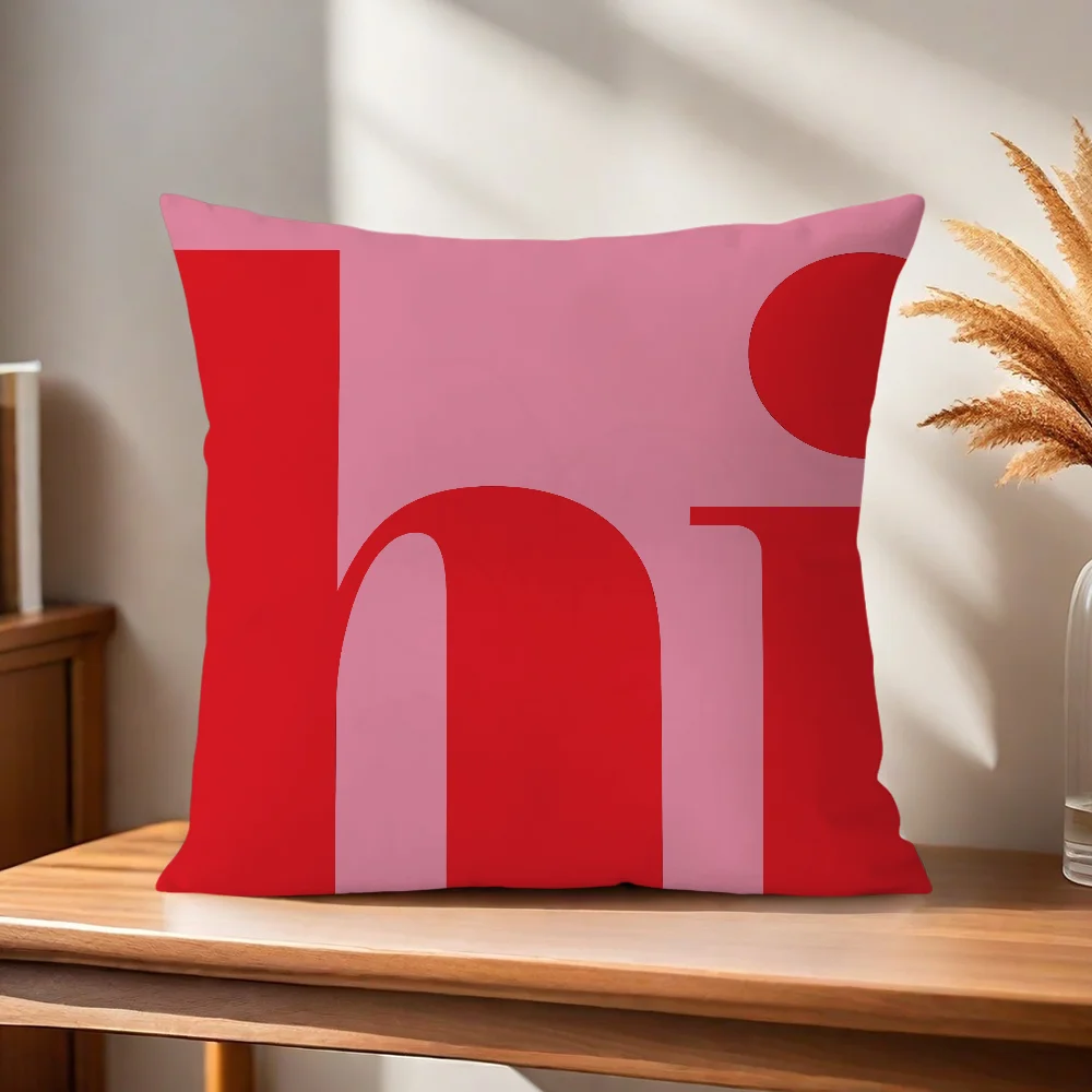 Rosa und roter Hello-Kissenbezug für Zuhause, Sofa, Wohnzimmer, Büro, Café, Auto. – Detail 3