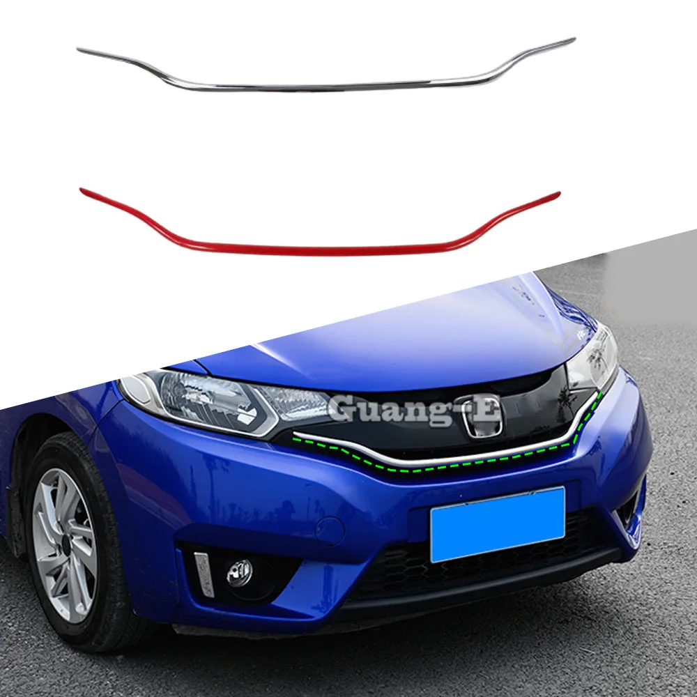 Car ABS Chrome Front Engine Machine Grille Grill Network Hood Stick Lid Trim Lamp 1pcs For Honda Fit Jazz 2014 2015 2016 2017