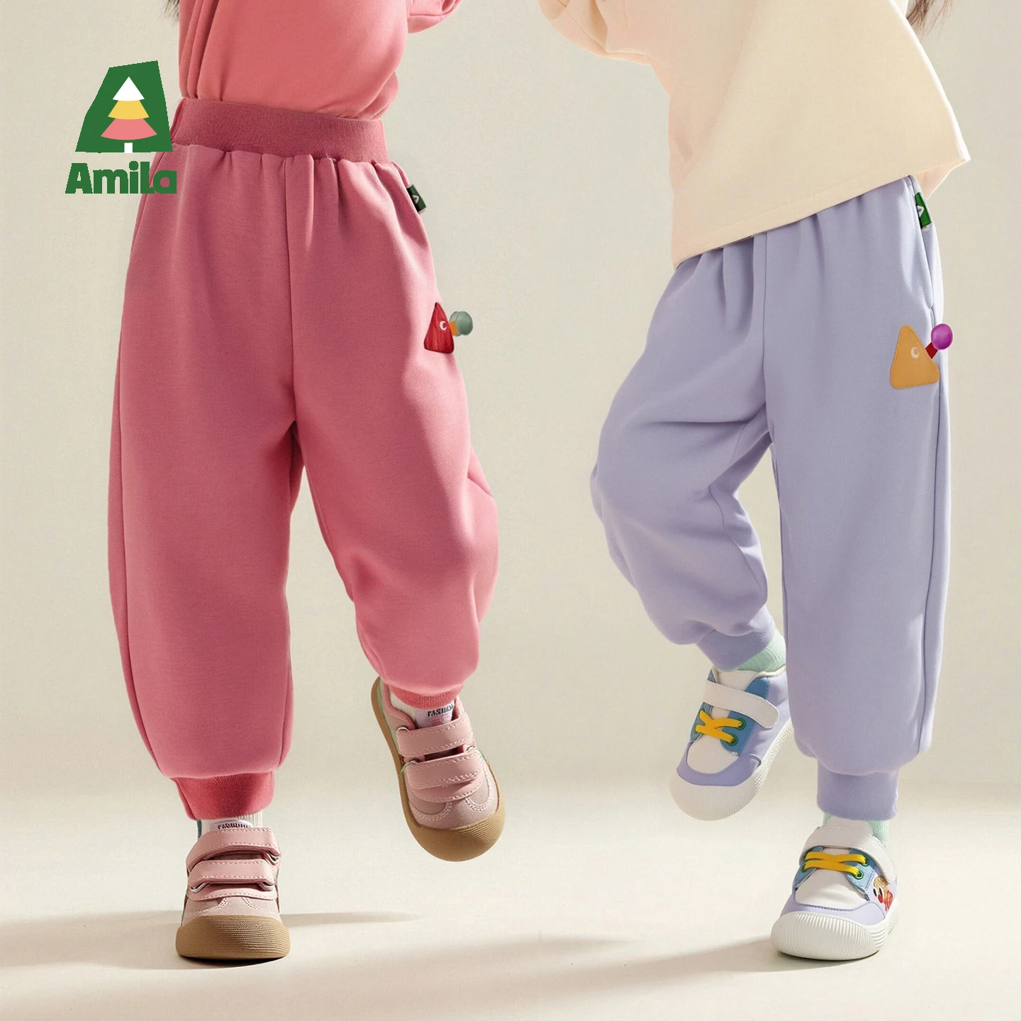 

Amila 2025 Kids Pants Autumn Boys Girls Sweatpants Joggers Cotton Casual Loose Fit Elastic Waist Children Kids Pants