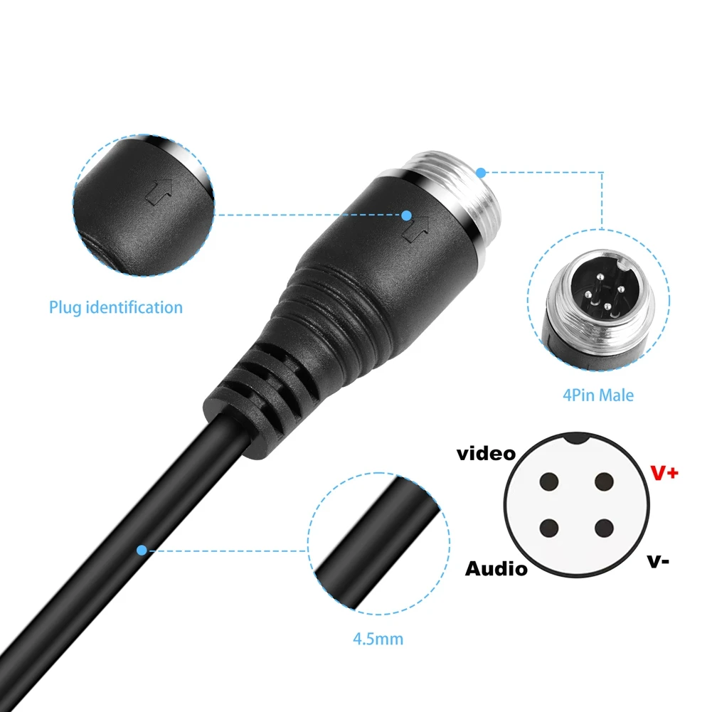 

#717E Video Camera Cable For Rear View Camera and Monitor,10m (Black)