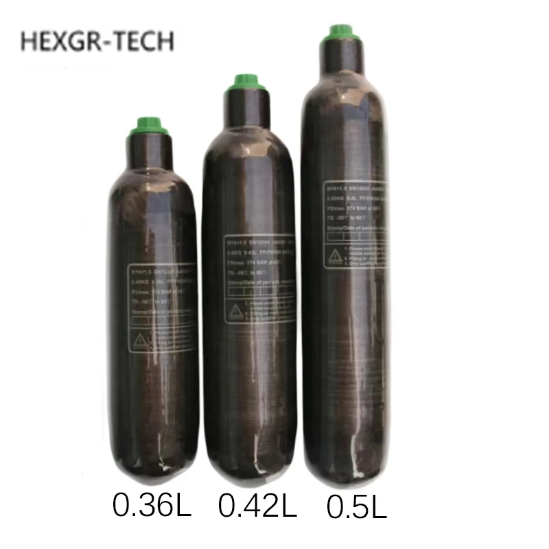 500PSI 300Bar 30MPA 0.5L 0.42L 0.36L  Carbon Fiber Gas Cylinder Air Tank M18*1.5