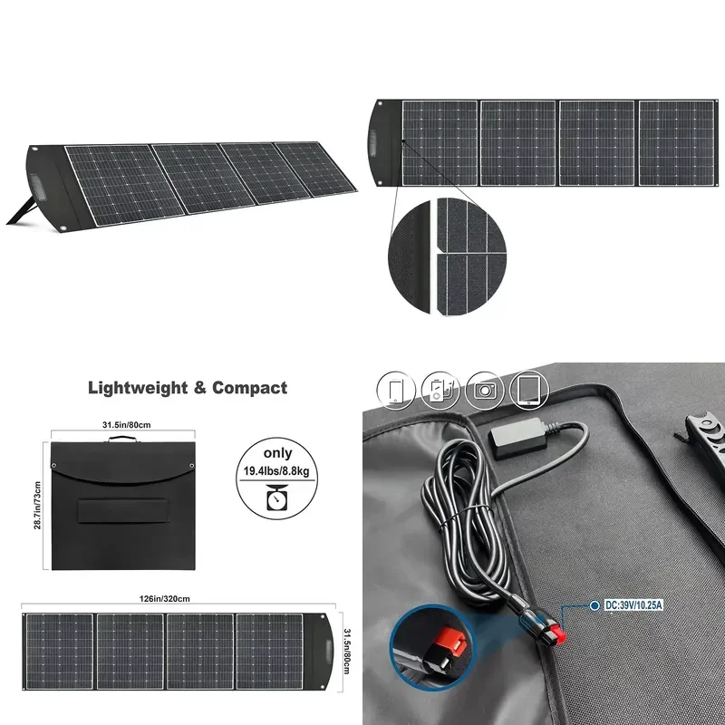 400w 300w 200w 100w 80w Foldable Monocrystal Etfe Monocrystalline Solar Panel Pole Set Eu Faltbar Portable Foldable Solar
