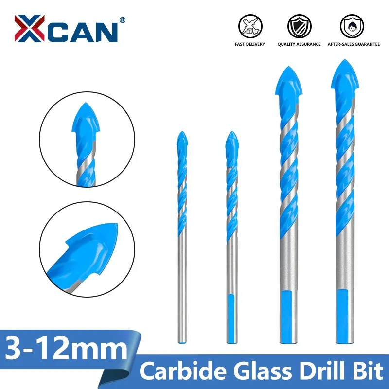 XCAN Cemented Carbide Drill Bit Ceramic Tile Wall Metal Drilling Tools Triangle Center Drill Bit Glass Drill Bit 3/4/5/6/8/12MM