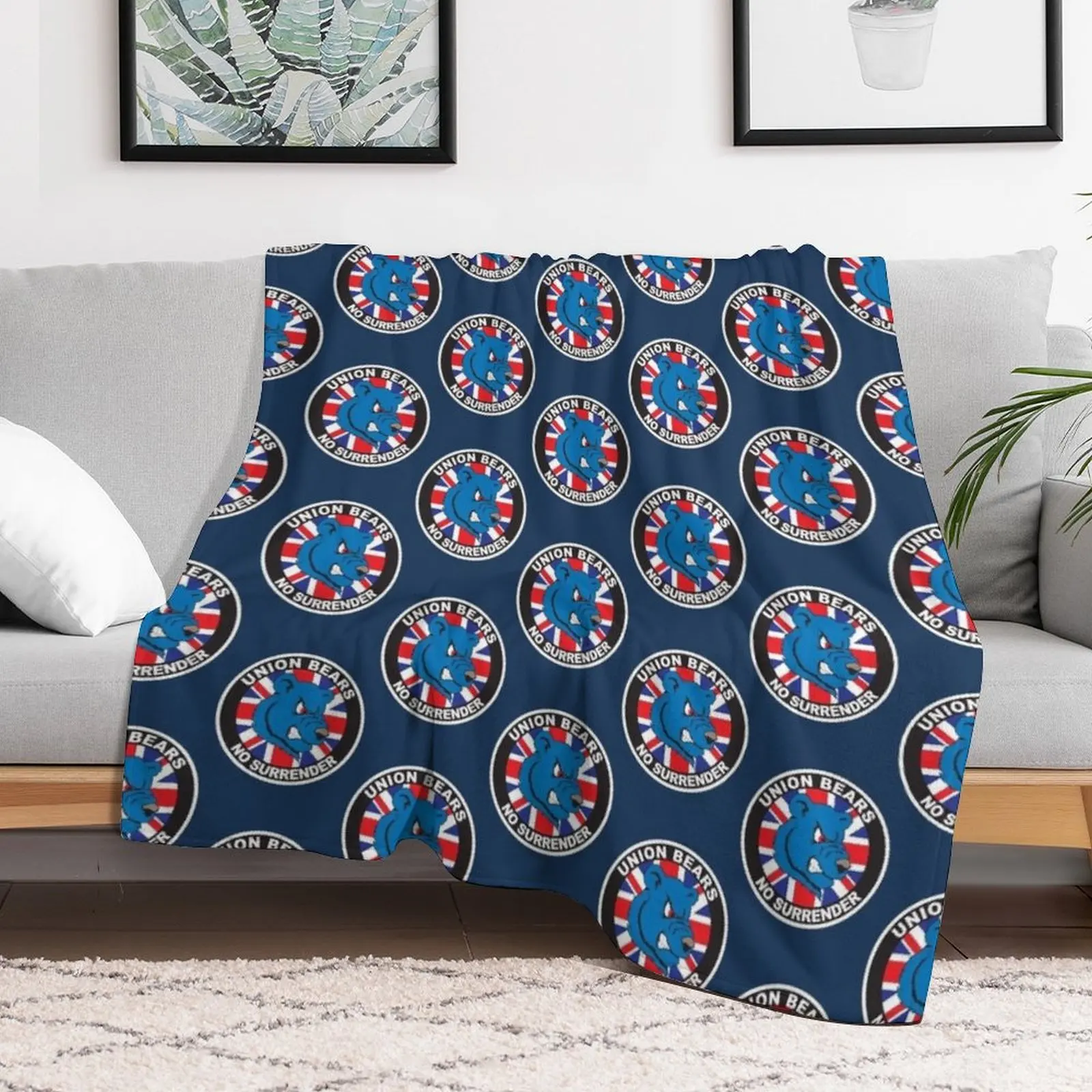 Union Bears - Rangers Throw Blanket Vintage Flannel Decoratives Blankets