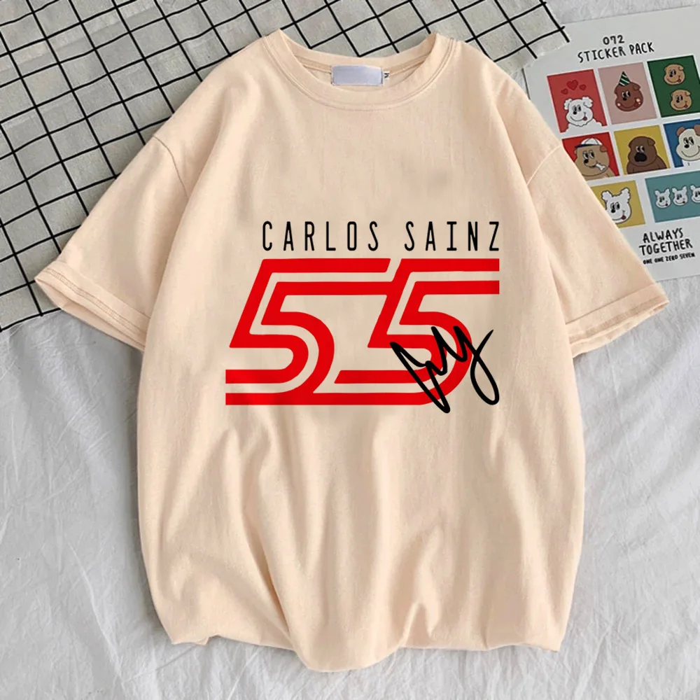 Carlos Sainz Top Tees Women Psychedelic Kawaii Punk Pastel T-shirt Digital Punk Retro Kawaii Summer Short Sleeved Women Clothing