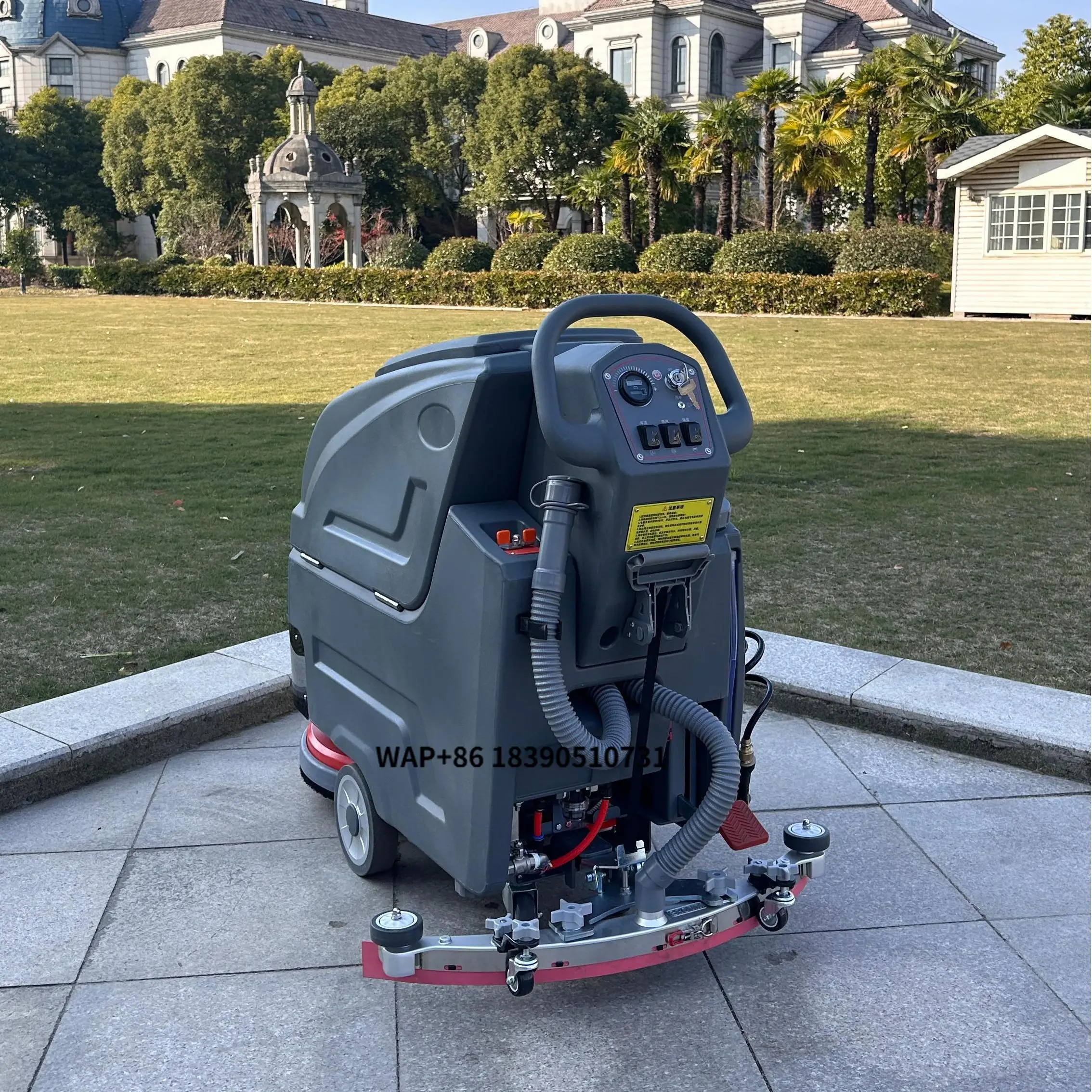 معدات تنظيف الأرضيات بالدفع اليدوي للمستشفيات آلة التنظيف متعددة الوظائف المشي خلفًا على غسيل الأرضيات الصناعية