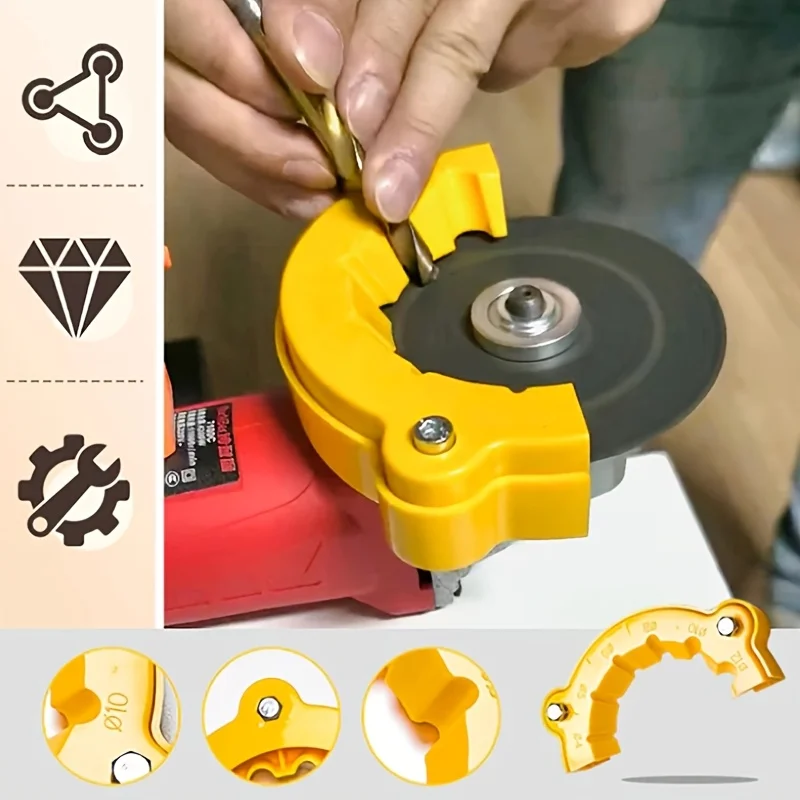 Turmeric ABS Drill Bit Sharpener, Precision Sharpening Guide Tool, Compatible with 2025 New Drill Bits, Angle Grinder Attachment