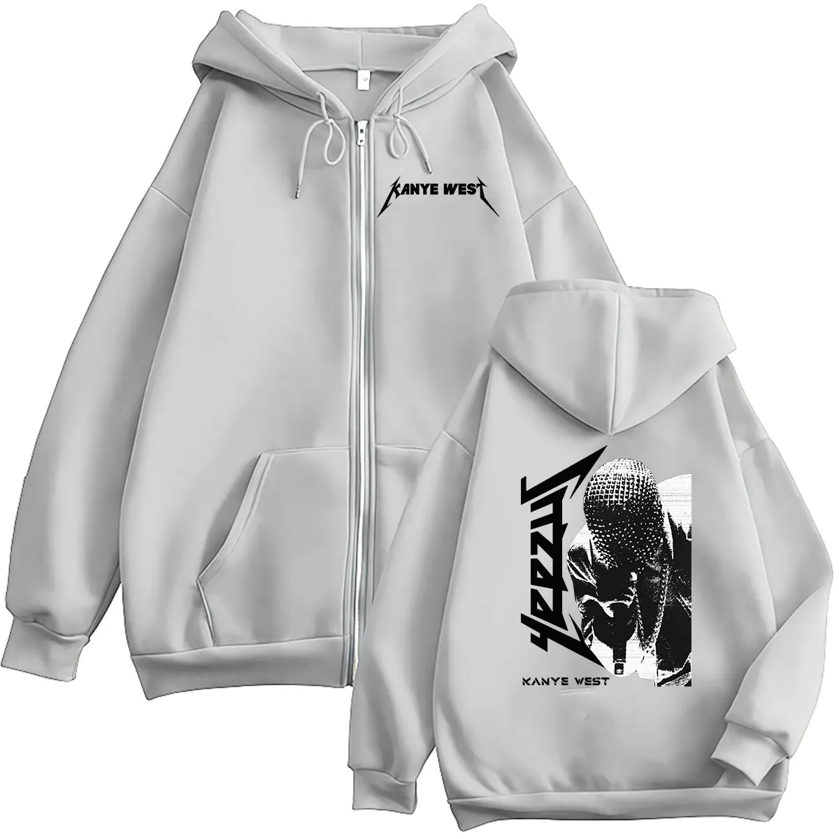 Rapper Kanye West Album 2026 Reißverschluss-Hoodie Herren Hip-Hop Vintage Pullover Sweatshirt Gothic Langarm-Jacke mit Kapuze Streetwear – Detail 7