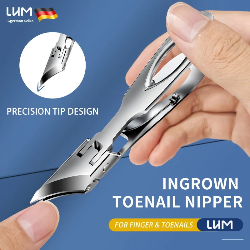Straight Blade Toenail Clippers for Thick & Ingrown Nails, High Temp Forged Stainless Steel, with Nail Cleaner & Protective Case