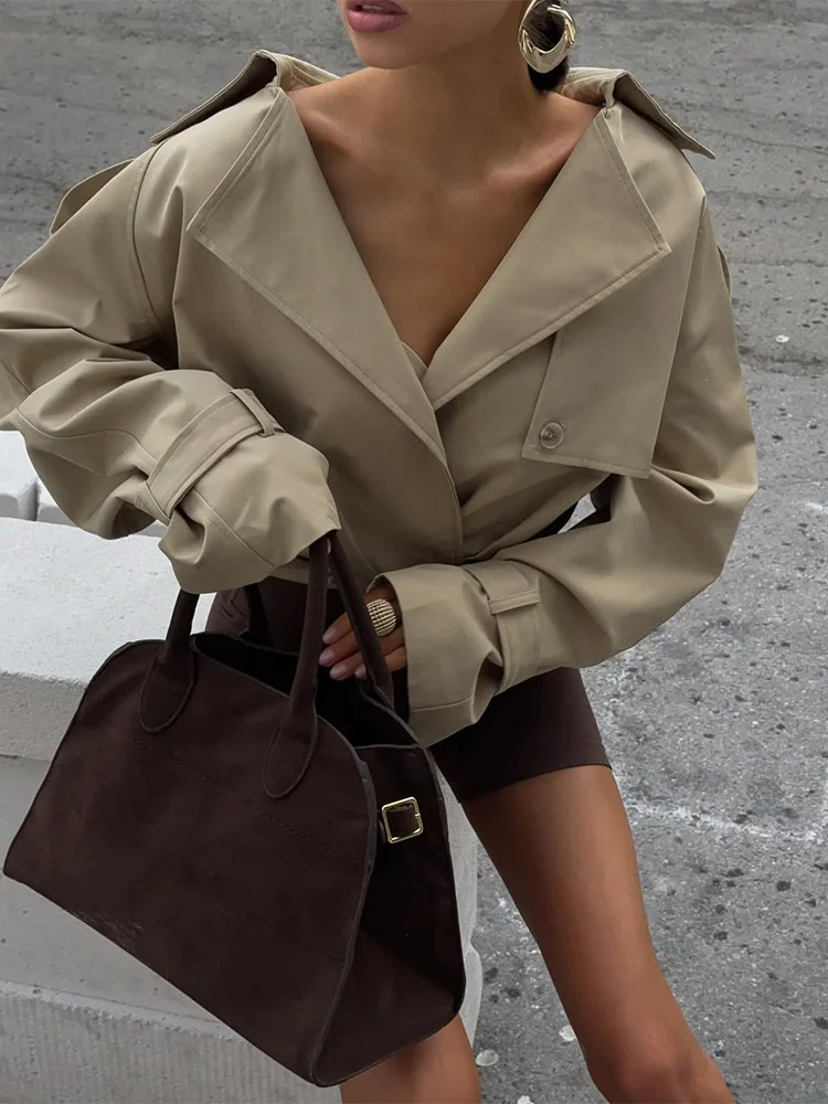 Trendix Loose Vintage Jacket Cotas Women Double-Breasted Patchwork Long Sleeve Cardigan Jackets Street Casual Outwear For Autumn