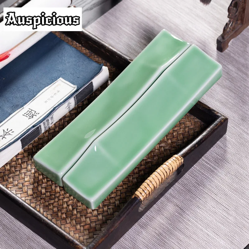 Longquan Celadon Ornaments Ceramic Handheld Living Room Desktop Decoration Tea Table Study Pen Hold Paperweight Press Book Pair