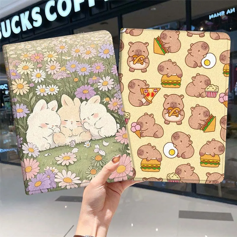 

Капибара мультяшный кролик цветок подарок для iPad Pro Air Mini 2 3 4 5 6 7 7 8 9 10 11 10,2 9,7 10,5 11 12,9 13 чехол для планшета