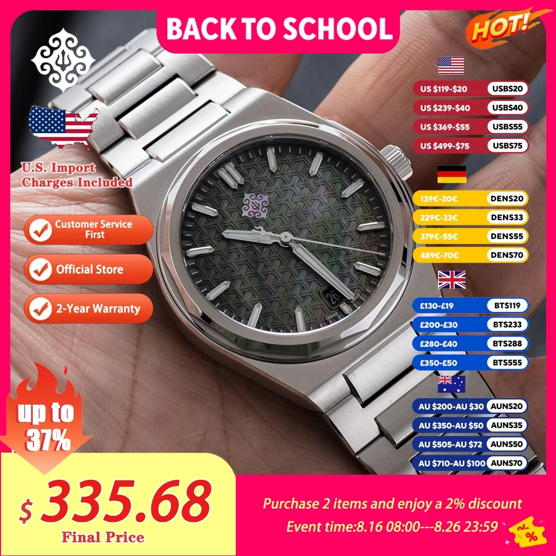 IX&DAO 2026 New Warrior 37mm Men's Automatic Mechanical Watch PT5000 Top Sapphire BGW-9 Stainless Steel Waterproof 10Bar
