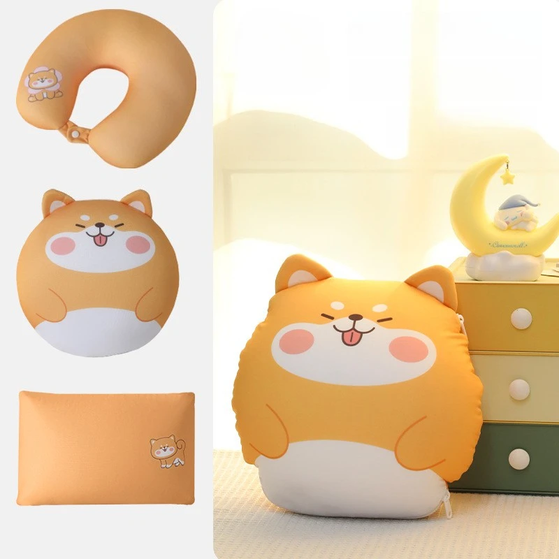 Transformable 3-in-1 Cute Animal Pillow Multi-Functional Cartoon Travel Neck Support Pillow Convertible Plush Toy for Flight