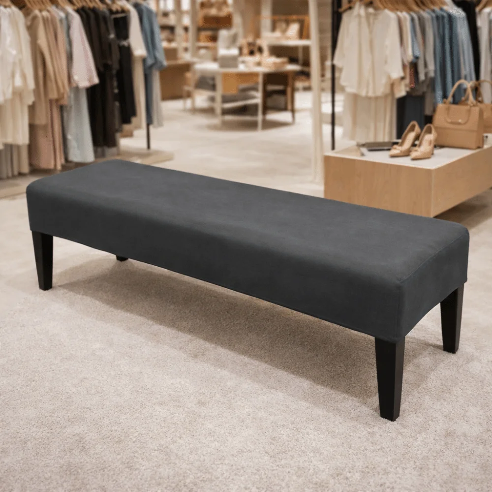 Elastic Bench Chair Cover Rectangular Shape Solid Color Bench Slipcover Washable Removable Piano Chair Protector Entryway