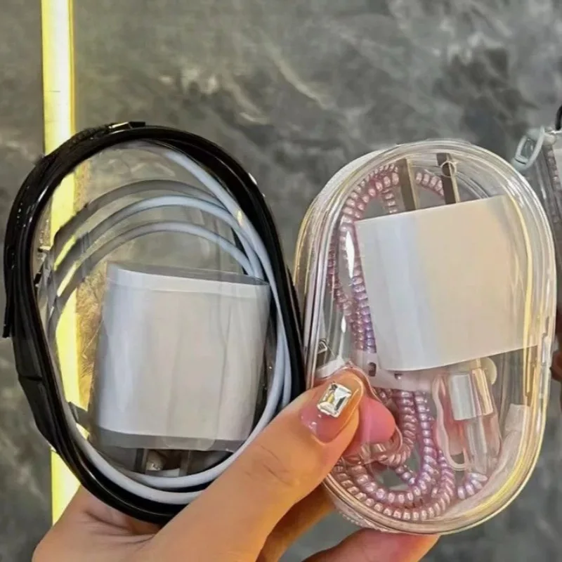 Thicken Transparent PVC Box Keychain Pendant Keyring Jewelry Organizer Storage Pouch Cute Doll Bag Organization Dustproof Case