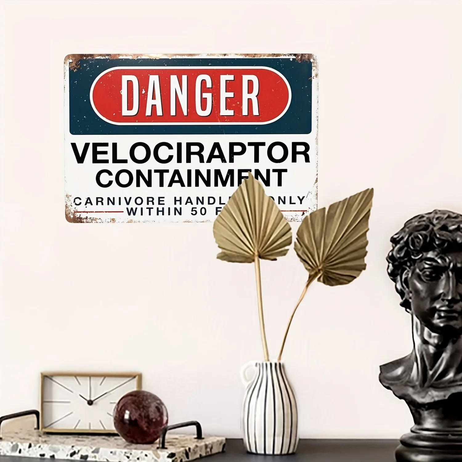 Letrero de Metal "perardo de choque eléctrico de alto voltaje, contención de Velociraptor de peligro", letrero