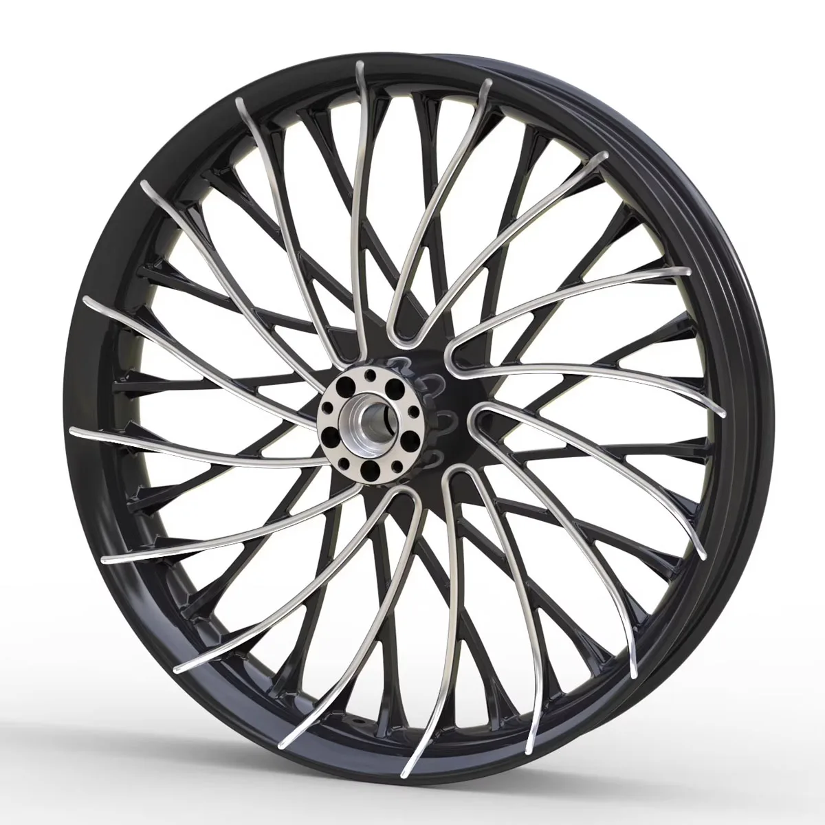 Chrome Color Aluminum Alloy Wheel Accessories Front & Rear Compatible with for Harley 08-later FLSTF FLSTFB FLSTFBS Motorcycles