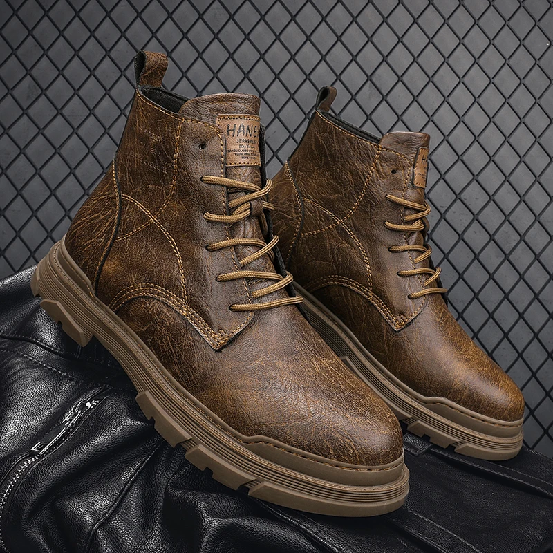 

New Men's Shoes: Chelsea Boots for Men, One-Click Slip-On Fashion Boots, Large-Size Reversible Leather Short Boots, Men's Genuin