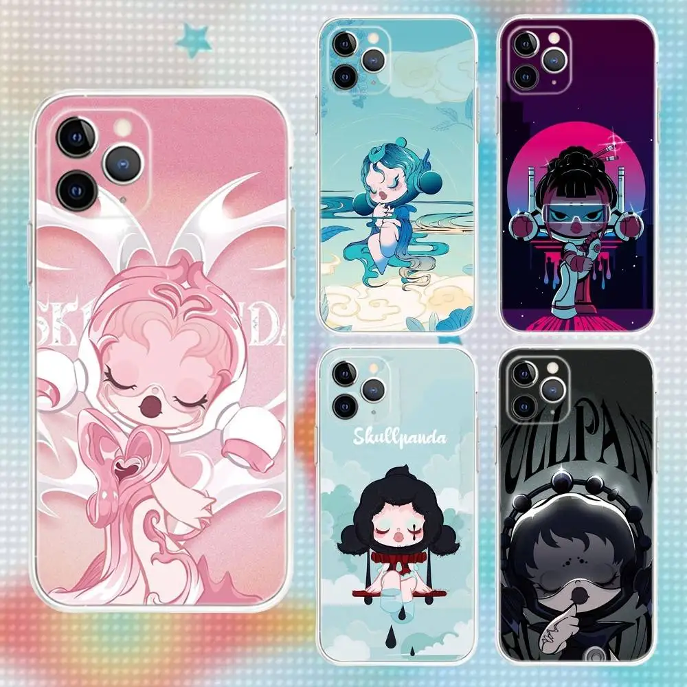 

Cute Skullpanda Phone Case For iPhone 16,15,14,13,12,11 Pro,Max,Plus,X,XS,XR,SE,Mini Transparent Silicone Soft
