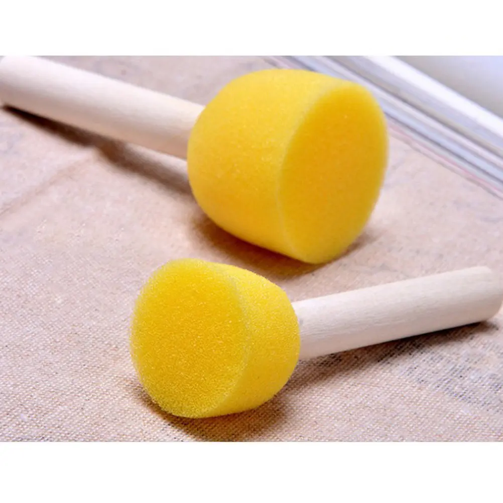 5Pcs Sponge Painting Brush Set Round Stippler for Graffiti Art Crafts DIY Circle Dot Painting Water Absorbing Sponge Wood