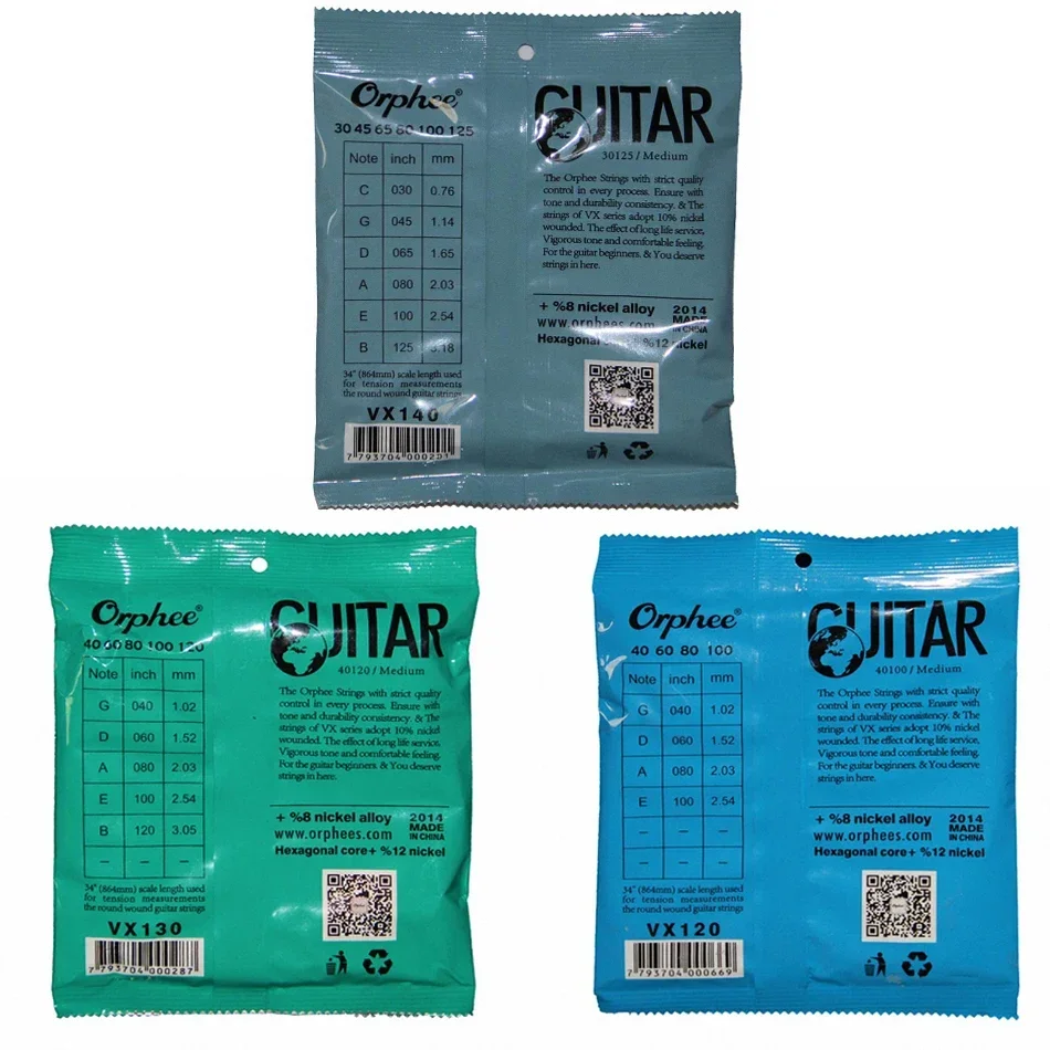 Orphee VX باس سلاسل الغيتار متوسطة الكربون الصلب سداسية الأساسية سبائك الجرح الغيتار الكهربائي باس الغيتار الملحقات وقطع الغيار