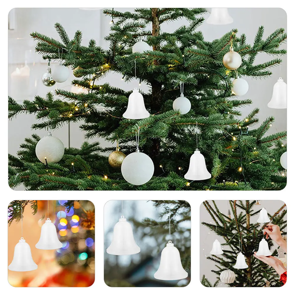 

6pcs Candy Box Clear Bell Shaped Fillable Ornaments Hollow Design Christmas Tree Decoration Diy Craft Party Wedding Decor