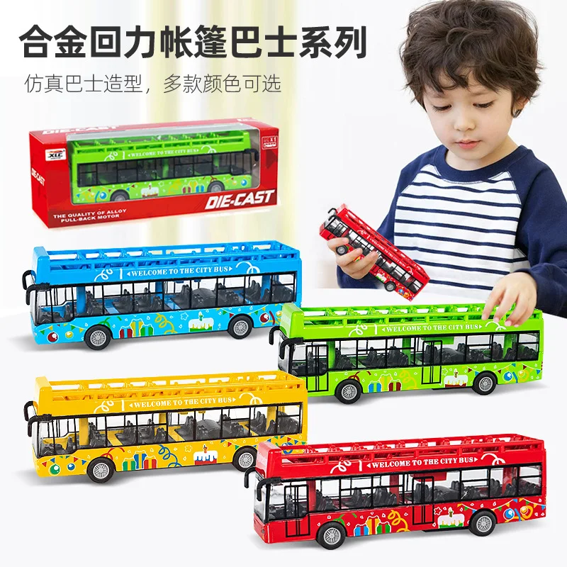 Simulation Inertia Bus Toys Double Decker Bus City Tour ABS Car Model Simulate Exquisite Interesting Bus Toys Gifts for Children