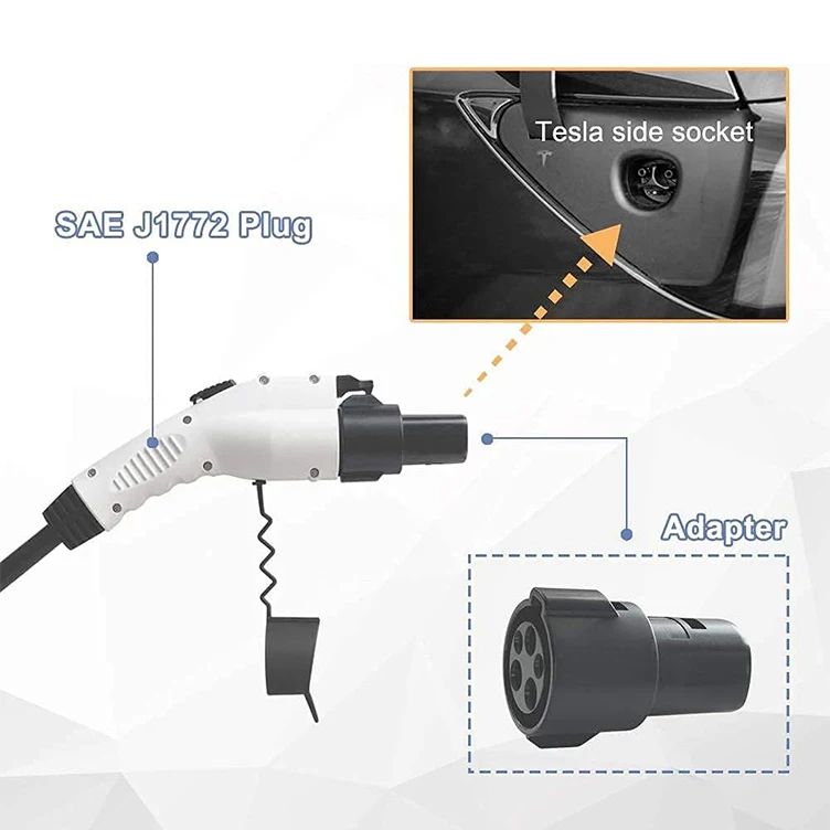 Electric Car Charger Accessories Adapter Plug Type 1 60 Amp 250V Sae Iec 62196 J1772 To Tesla Charging Gbt Dc Adapter