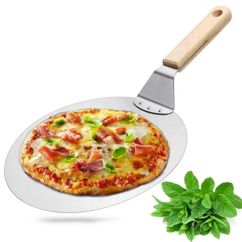 Rivet Connection Pizza Peel Round Stainless Steel Pizza Shovel Spatula for Home Kitchen Oven Baking Wide Surface for Restaurant