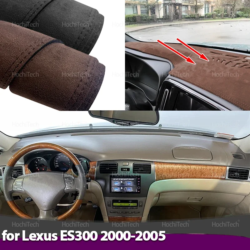 Wildleder Leder Schwarz Dashmat Dashboard Abdeckung Pad Dash Matte Teppich Zubehör Für Lexus ES ES300 XV30 MCV30 2000-2005 auto-styling