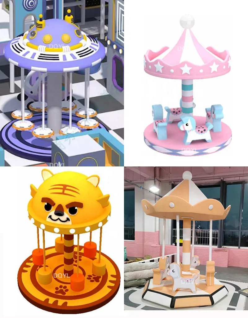Custom Design  Carousel Merry Go Indoor Kindergarten Playground Soft Play Kids Equipment Kid Soft Play