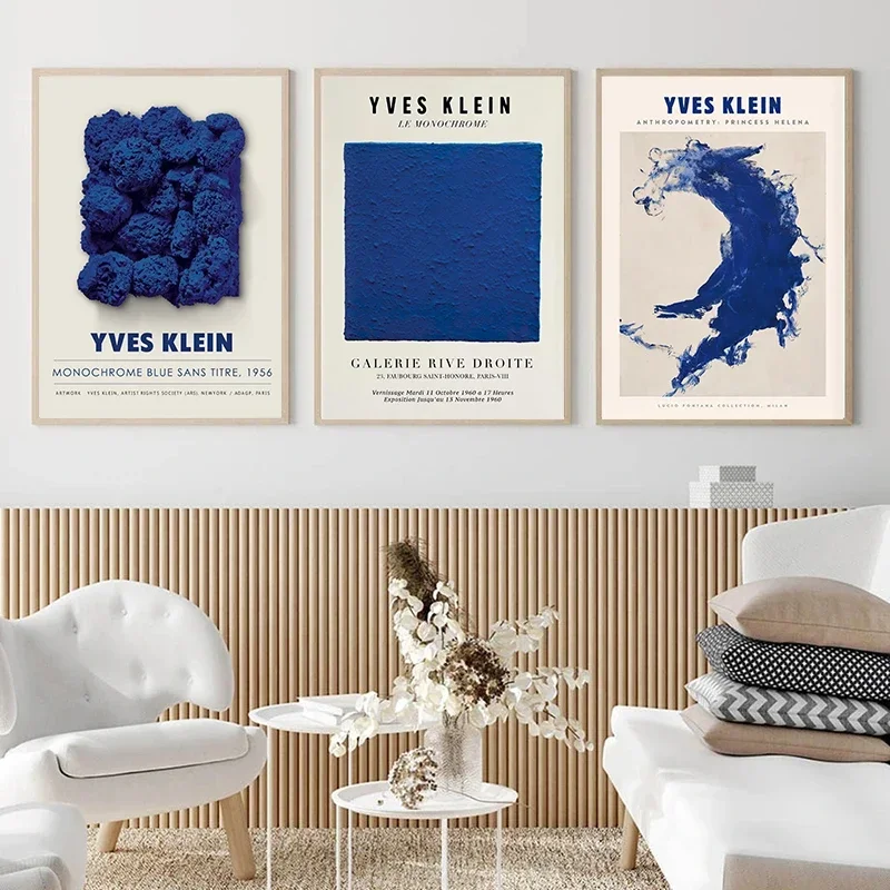 Yves Klein-arte de pared circular de almacenes azules abstractos, lienzo impreso minimalista, carteles de pintura para sala de estar, decoración moderna del hogar