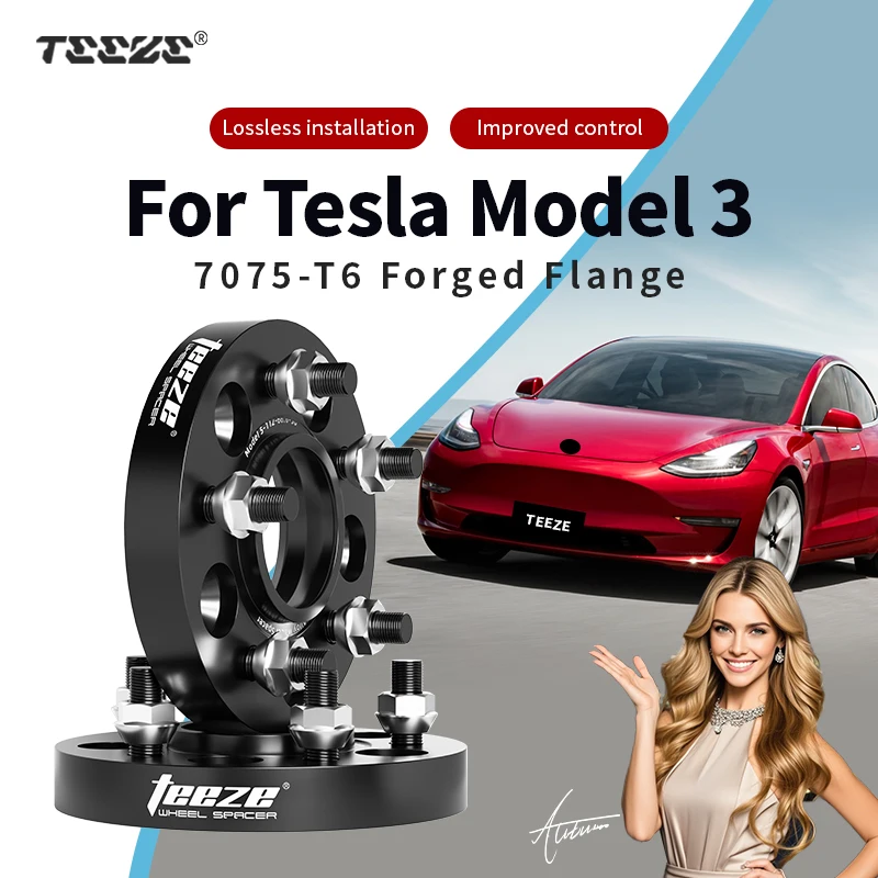 

Teeze 2/4pcs 5x114.3 CB 64.1mm M14x1.5 Hub Centric Black Forged wheel spacer For TESLA Model 3 Flange Plate 15/20/25/30/35mm