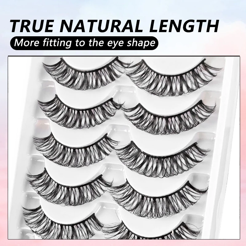 DEVOSERVICE 6 Pairs Fluffy Mink Lashes DD Curl Short Eyelash Thick Natural Slender Russian False Eyelashes Extension Supplies