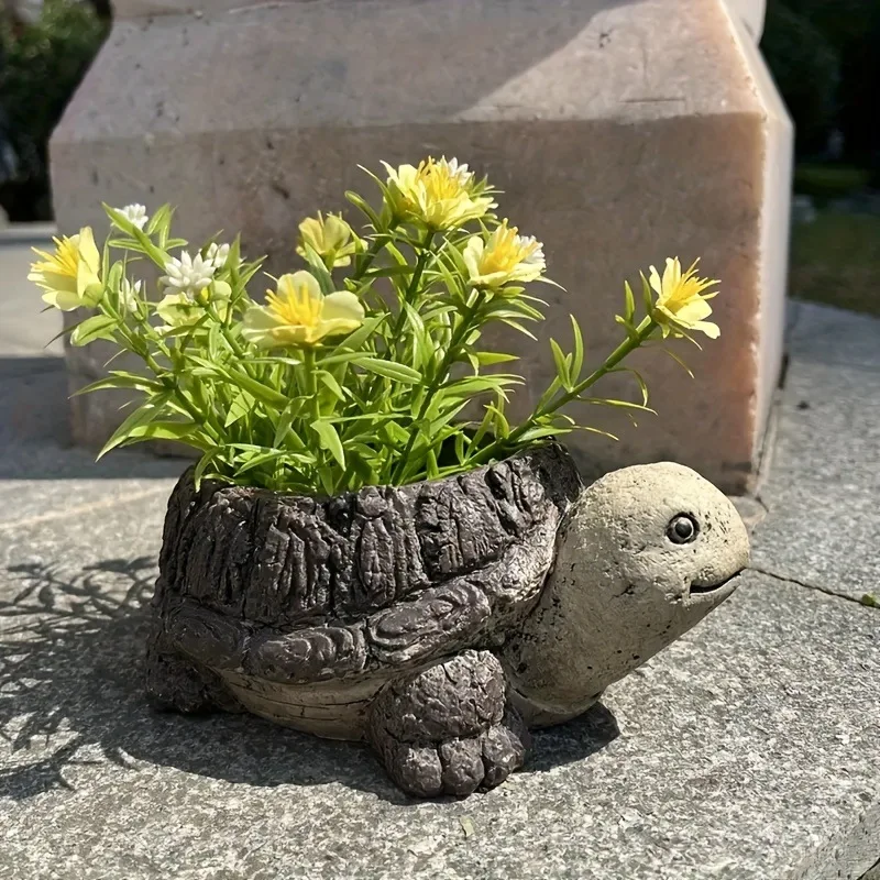 

Tortoise Figurine Resin Turtle Statue Flower Pot Hanger Planter Edge Decor Mini Tortoise Sculpture Pot Beautify Garden Courtyard