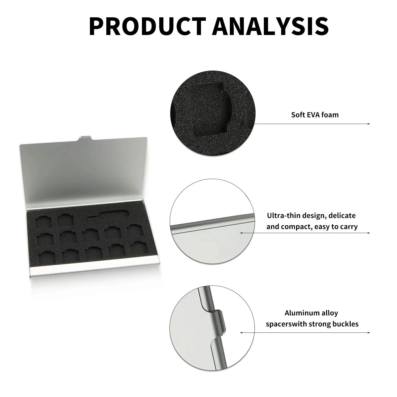 TPC Aluminum Storage Box Bag Holder For Nano SIM Card And pin