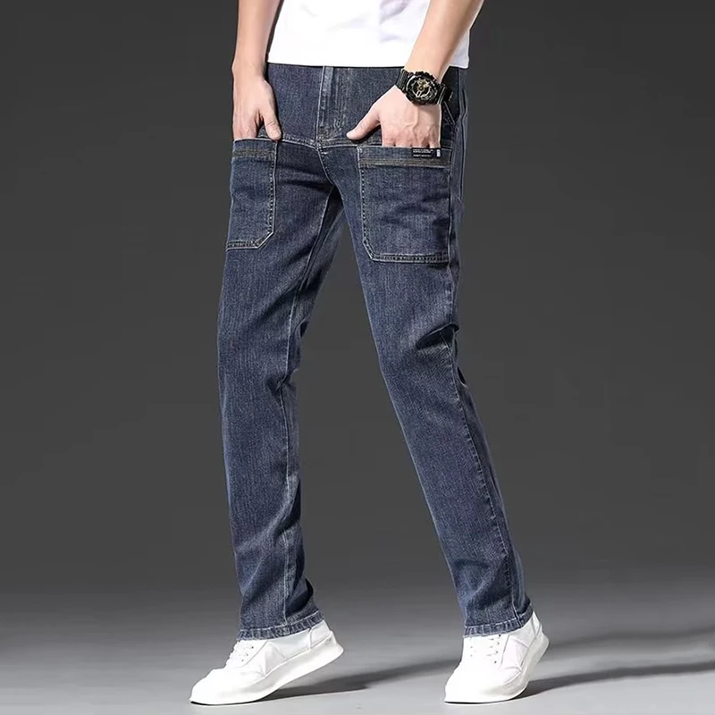 Men's Daily Multi Pockets Narrow Leg Denim Pants Designer Brand Hot Sale Street Trousers Stylish Slim Fit Work Wear Jeans Male