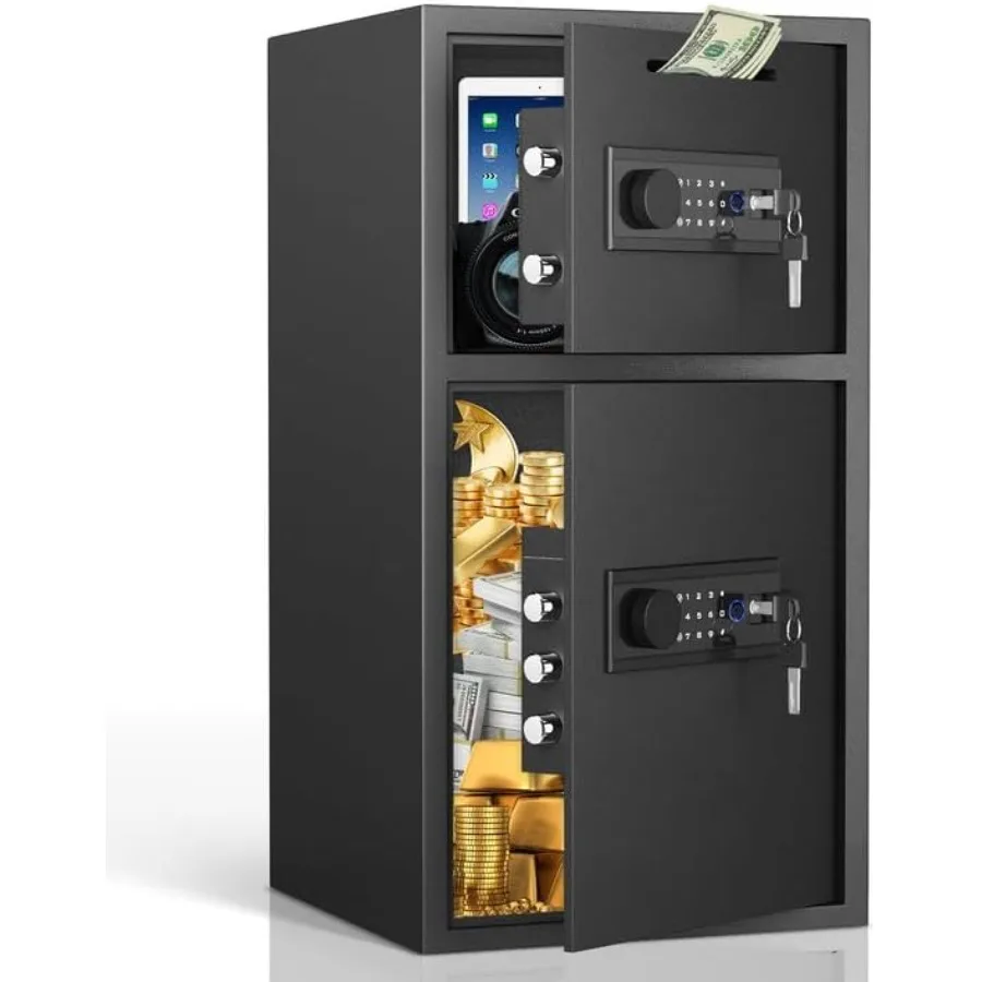 

6.0 Cub Large Safe with Depository Drop Slot and Fireproof Waterproof Bag Double Door Biometric Home Safe for Documents Cash Je