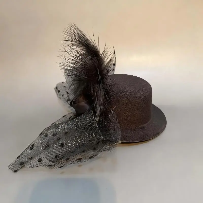 Black Pearl Flower Hair Clip Hat Artificial Mesh Pillbox For Women Elegant Formal Hat Jewelry Accessories - Image 3