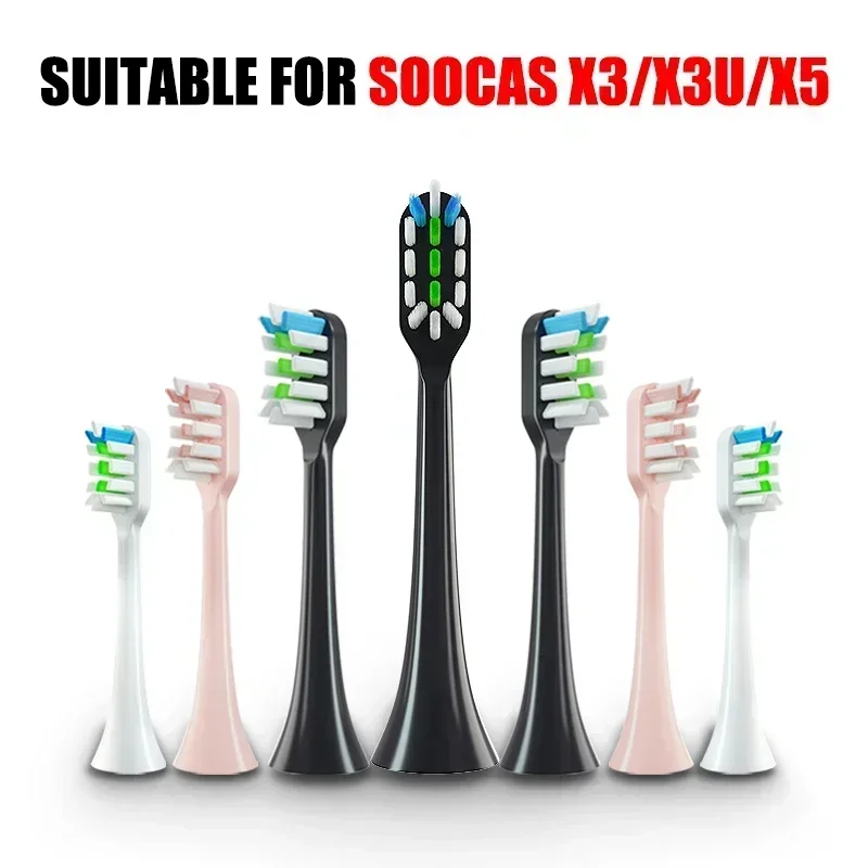 SOOCAS 칫솔 헤드, X3Pro, X3U, X5, V1, V2, X1, X3 DuPont 소프트 강모 노즐, 진공 밀봉 포장, 10 개