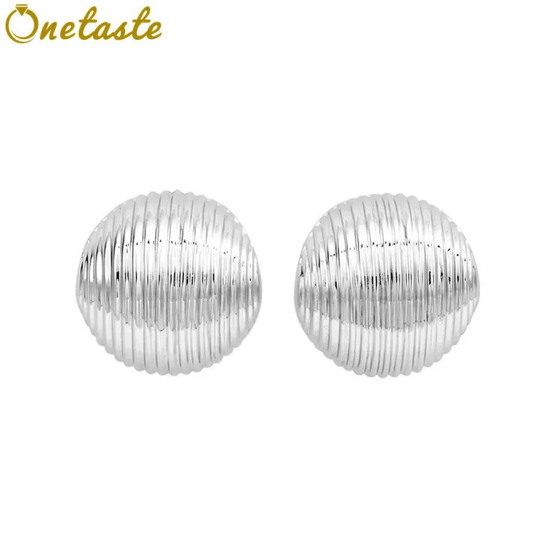 

925 Sterling Silver Stripe Brushed Round Earrings For Women Minimalist Simple Trendy Hemispherical Small Earring 2025 New Gift