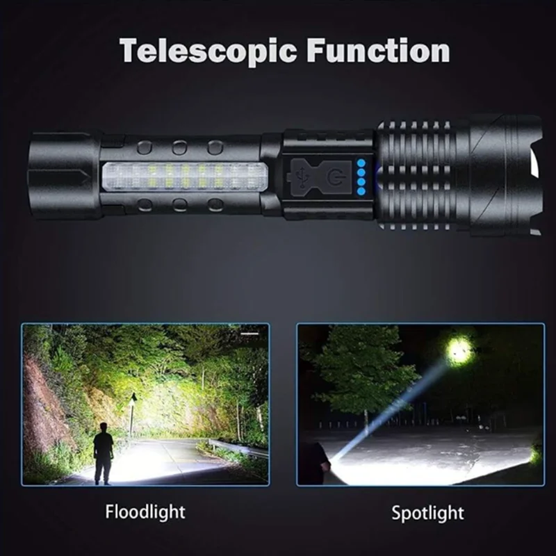 1PC Multi-Functional LED Display Flashlight Titanium Laser Torch/Super Powerful Rechargeable Torch Camping  Flood Light LT037