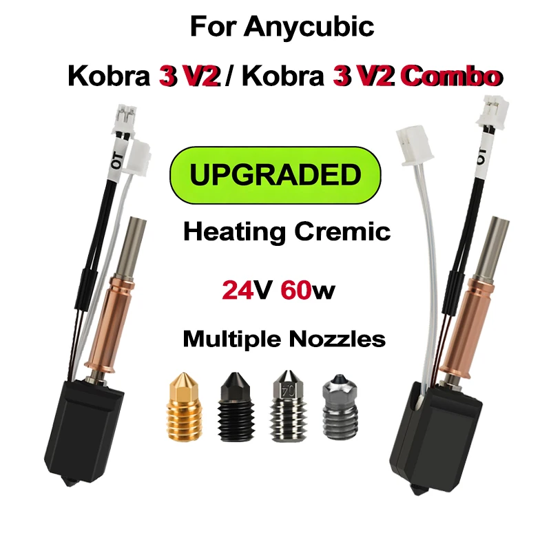 

For Anycubic Kobra 3 V2/Kobra 3 V2 Combo Hotend kit upgrade Ceramic Hotend Thermistor Hardened Steel Nozzle Kobra 3 Accessories