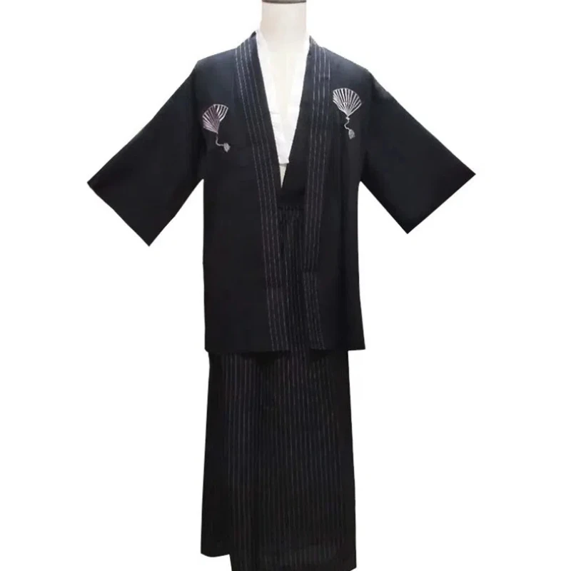 Japanese Kimono Men\'s Formal Attire Japanese Cuisine Traditional Costume Samurai Costume Stage Performance Costumes