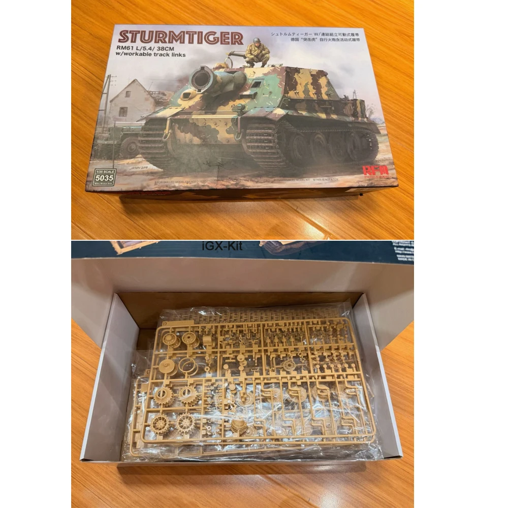 Rye Field 5035 1:35 Scale Sturmtiger RM61 L/5.4/38cm w/ Workable Track Links  Vehicle Hobby Plastic Assembly Model Building Kit