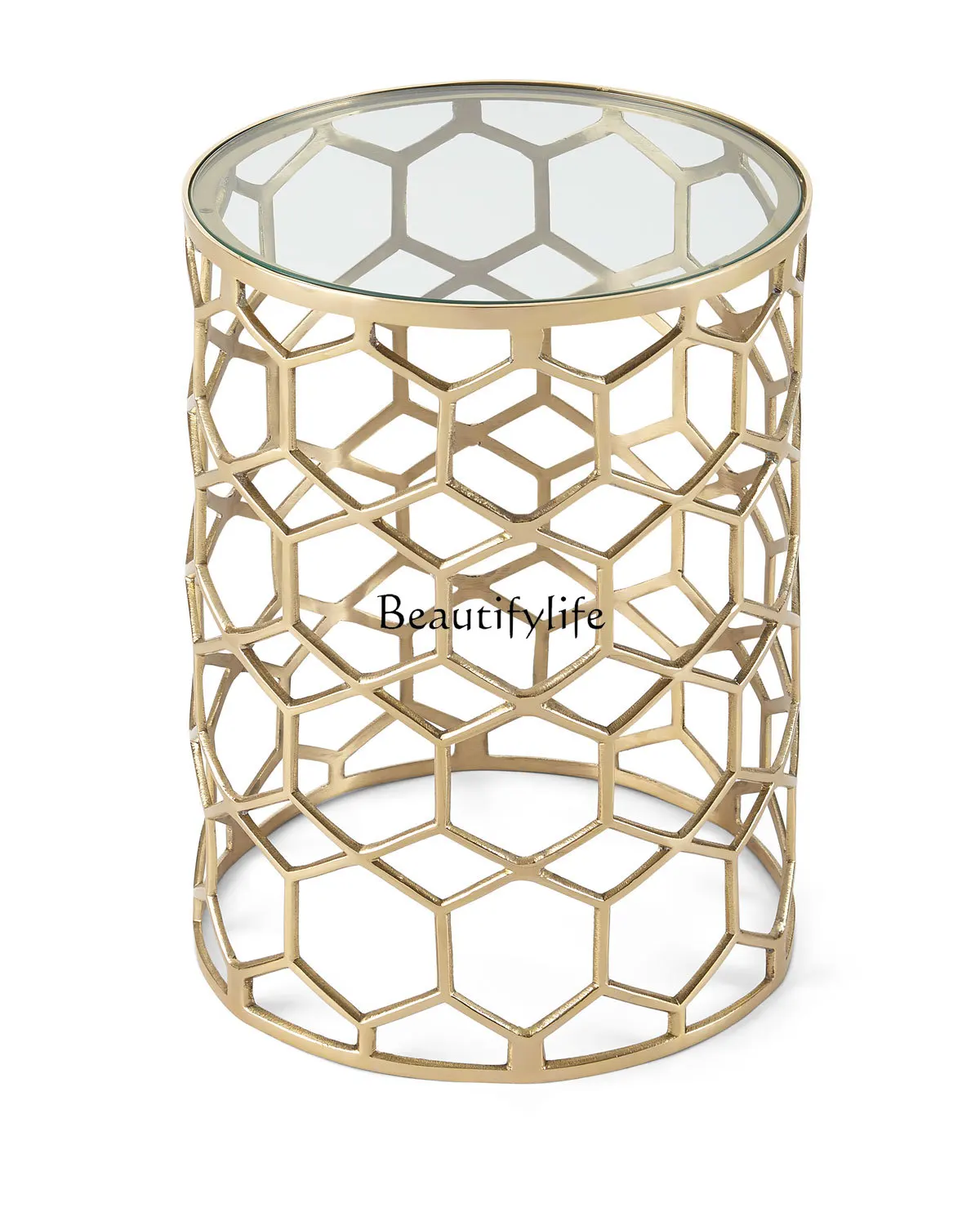 

American light luxury stainless steel edge, modern simple tempered glass sofa, balcony edge