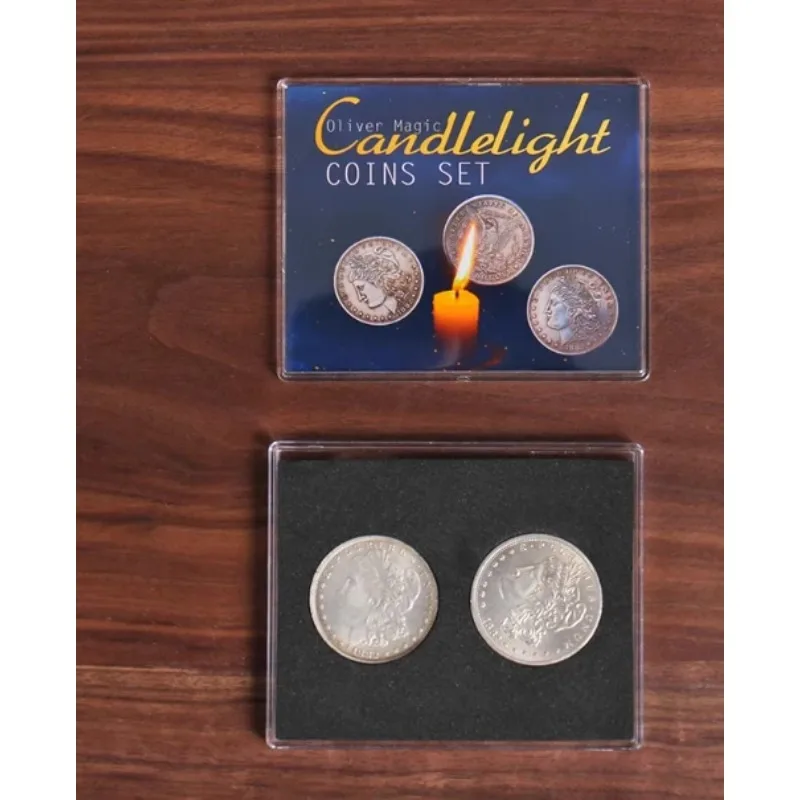 مجموعة عملات ضوء الشموع من أوليفر ماجيك - خدعة سحرية مكونة من 4 عملات معدنية من خلال الطاولة، حجم كبير، وسيلة للتحايل عن قرب للسحرة #4