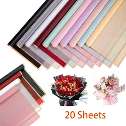 20sheets, Golden Edge Korean Plain Paper Korean Jelly Film Translucent Packaging Paper Bouquet Flower Art Wrapping Paper