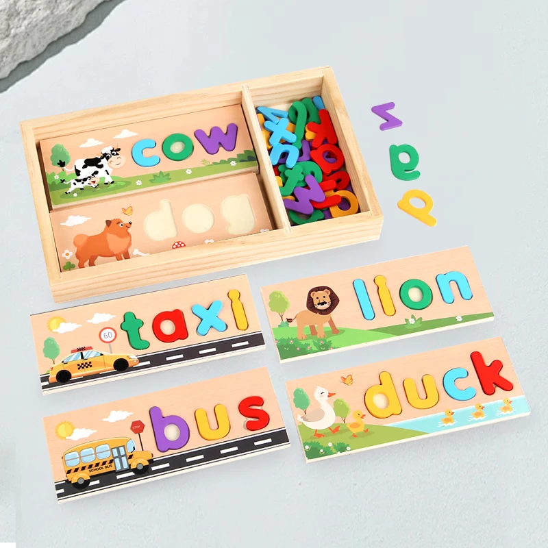 Montessori Wooden Colorful Alphabet Number Puzzle Kids Intelligent Matching Game Preschool Children Early Educational Toys Gifts